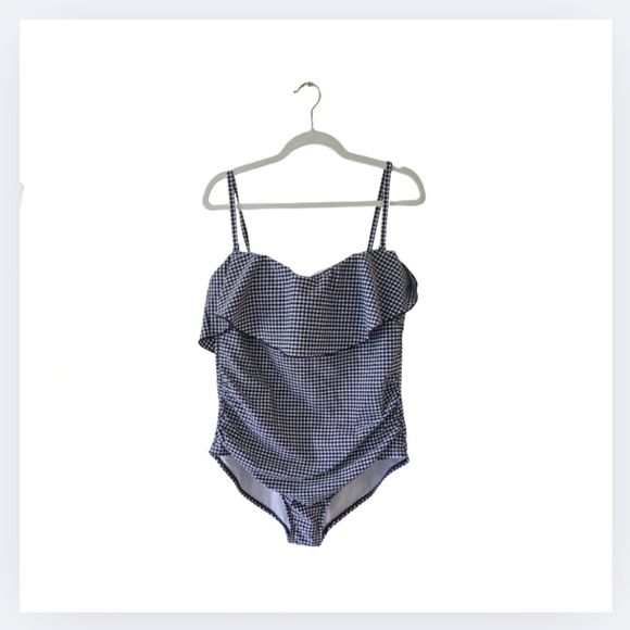 NWT Kona Sol Swimsuit Blue Gingham Ruffle One Piece Bathing Suit Size XL (16-18) - Picture 8 of 16